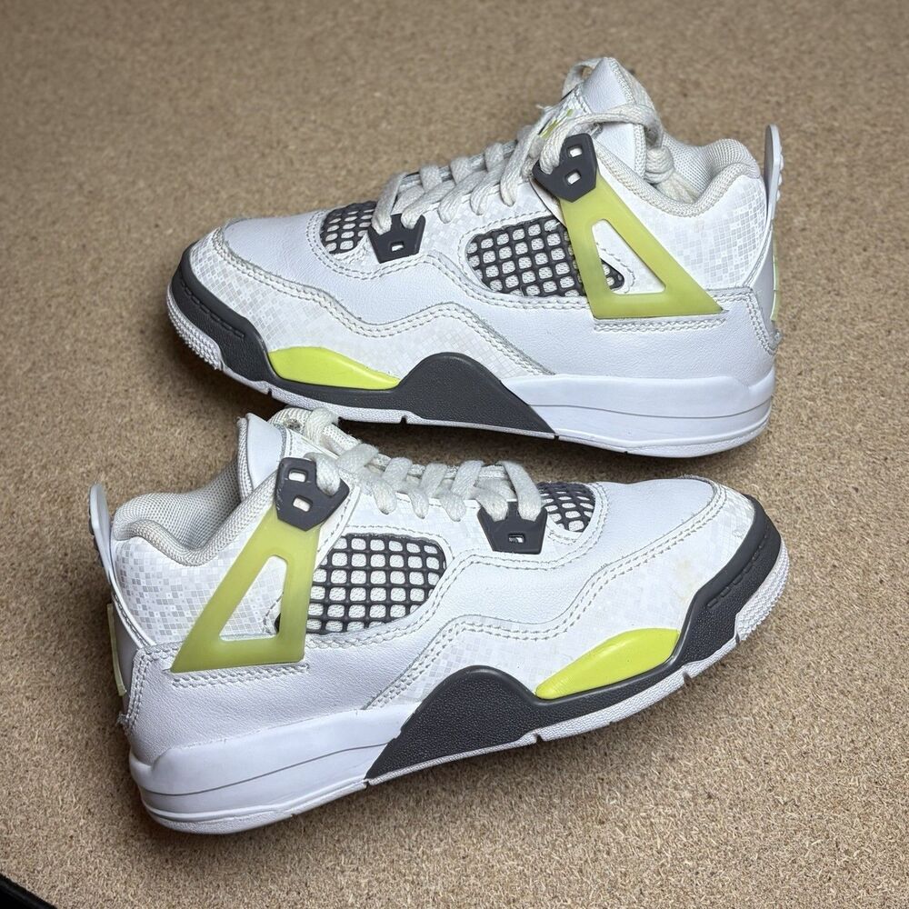 Nike Air Jordan 4 Retro Pre School Light Lemon Twist HJ5991-100 Kids Size 12C